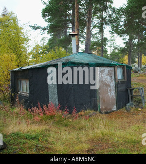 Una vecchia capanna di Sami Stora Sjöfallet National Park Laponia Area del Patrimonio Mondiale la Lapponia Svezia Foto Stock