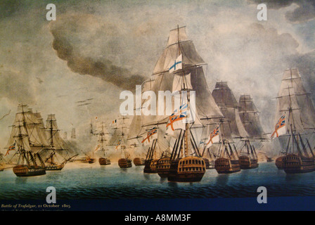 Battaglia di Trafalgar 1805 pittura ad olio Foto Stock