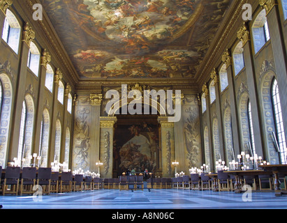 La sala dipinta la Old Royal Naval College di Londra Greenwich GB UK Foto Stock