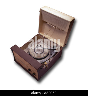 Vecchio record player portable Foto Stock