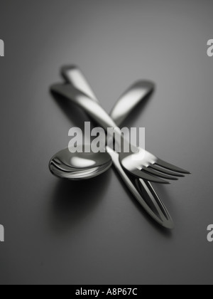 Set di posate con manici piatta Foto Stock