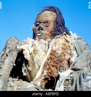 Mummia nel cimitero di Chauchilla vicino a Nazca in Perù Foto Stock