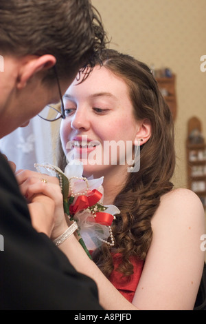 Preparare gli adolescenti per Senior Prom Foto Stock