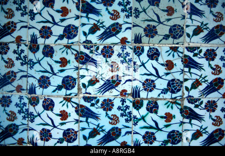 Piastrelle sulle pareti del palazzo di Topkapi Istanbul Foto Stock