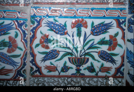 Piastrelle sulle pareti del palazzo di Topkapi Istanbul Foto Stock