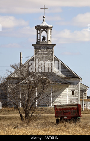 Vecchia chiesa di campagna in Courval Saskatchewan Foto Stock