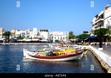 Aghios Nikolaos Harbour Creta Grecia Europa Foto Stock