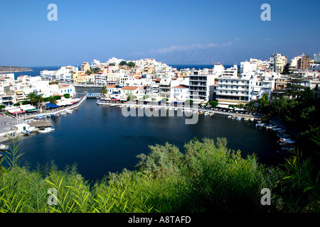 Aghios Nikolaos Harbour Creta Grecia Foto Stock