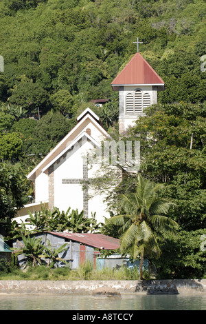 Isola di Praslin - La chiesa di Baie St. Anne, Seicelle Foto Stock