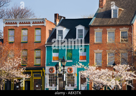 Facciate in Mattoni Thames Street Fells Point quartiere Baltimore, Maryland Foto Stock