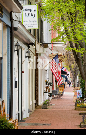 Caroline Street storico di Fredericksburg Virginia Foto Stock