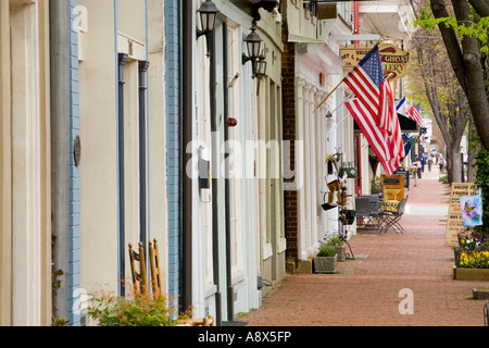 Caroline Street, storica Fredericksburg, Virgini USA.A. Foto Stock