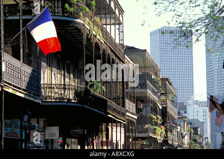 Elk216-1404 Louisiana New Orleans French Quarter Vieux Carre balconi Foto Stock