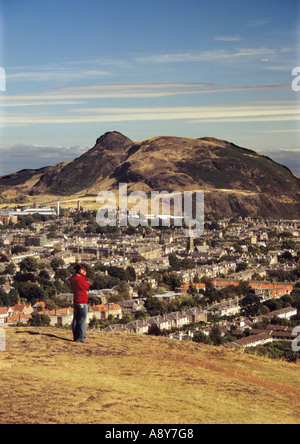 Arthurs Seat Edinburgh da Blackford Hill Foto Stock