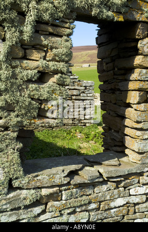 Dh Westness ROUSAY ORKNEY Skaill agricola Agriturismo rovine vecchia finestra Viking la costruzione di insediamenti urbani degradati Foto Stock