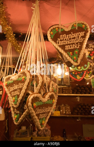 Nuernberg Christkindlesmarkt gingerbread cuori Foto Stock