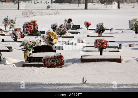 Moose Jaw cimitero in inverno Foto Stock