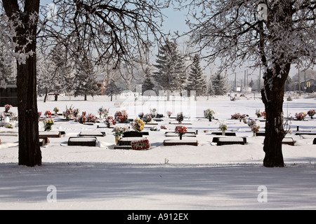 Moose Jaw cimitero in inverno Foto Stock