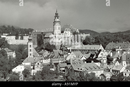 Panoramica di Cesky Krumlov, Repubblica Ceca Foto Stock