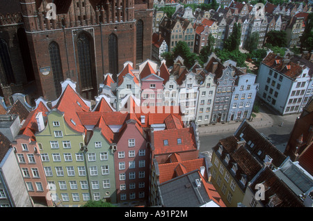 Vista aerea di edifici nel centro storico, Danzica Polonia Foto Stock