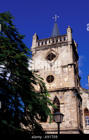 Caraibi, BWI, Santa Lucia, la Chiesa cattolica in Soufriere. Foto Stock