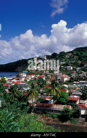 Caraibi, BWI, Santa Lucia, città di canarini. Foto Stock