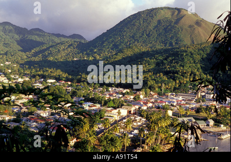Caraibi, BWI, Santa Lucia, città di Soufriere. Foto Stock