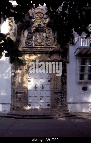 COLOMBIA - Cartagena. Colonial architettura spagnola. Il Palazzo dell'Inquisizione Foto Stock