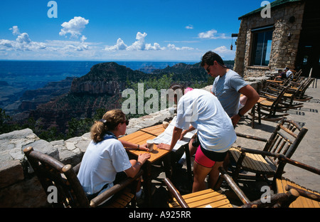 Guardando alla mappa North Rim Grand Canyon Arizona USA Foto Stock