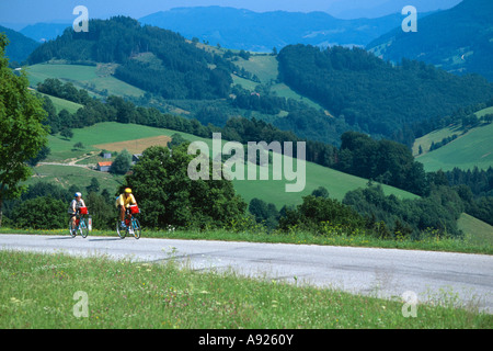 I ciclisti in Niederoesterreich campagna Austria Foto Stock