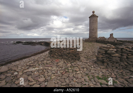 Antico faro di North Ronaldsay Isole Orcadi Scozia Scotland Foto Stock
