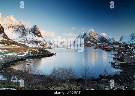 Paesaggio invernale, la Reine, Lofoten, Norvegia, Europa Foto Stock