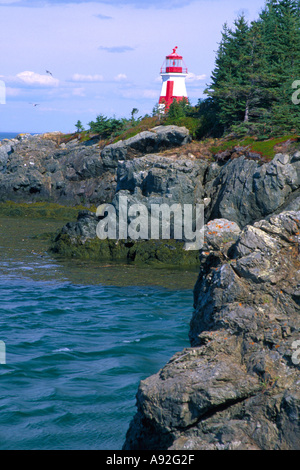 NA, Canada, New Brunswick, Campabello isola. East Quoddy Lighthouse. Foto Stock