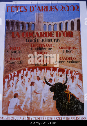 La corrida poster Les Arenes Arles Provence Francia Foto Stock