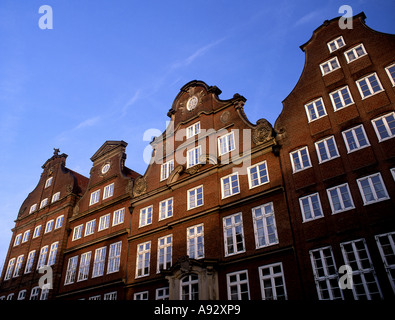 Tedeschi tradizionali case a capanna Neanderstrasse Hanseviertel Amburgo Germania Foto Stock