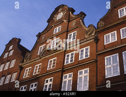 Tedeschi tradizionali case a capanna Neanderstrasse Hanseviertel Amburgo Germania Foto Stock