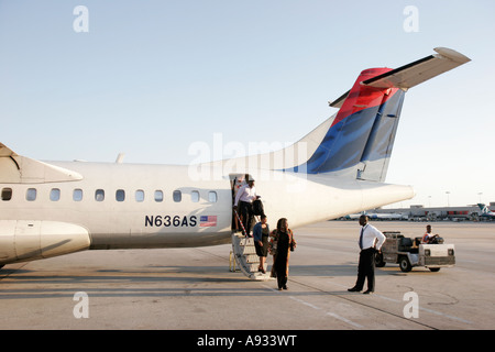 Georgia Peach state, Clayton County, Atlanta Hartsfield Jackson International Airport voli commerciali, voli, compagnie aeree, Delta Airlines volo pendolare f Foto Stock