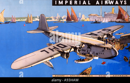 Imperial Airways 1936 Brochure per la compagnia aerea illustrato con il primo breve Empire flying boat Canopus in Medio Oriente Foto Stock