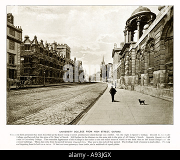 High Street, Oxford, 1900 foto di University College, Regina del collegio e per tutte le anime dalla strada alta. Foto Stock