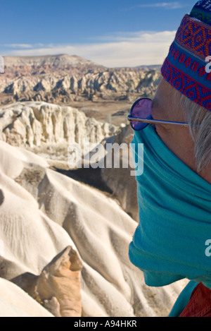 Guardando oltre lo straniero-come il Paesaggio della Cappadocia, Turchia Foto Stock