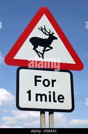Animale selvatico di avvertimento del traffico su strada segno INGHILTERRA Foto Stock