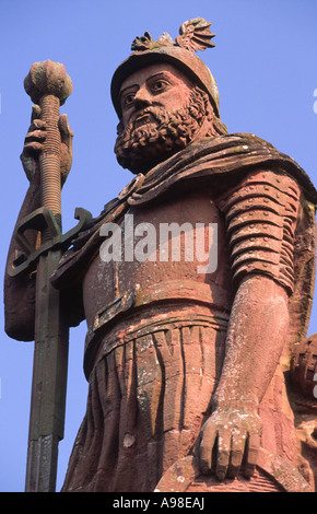 Statua di William Wallace Scottish hero Freedom Fighter vicino a Dryburgh nei confini Scottsih Scotland Regno Unito Foto Stock