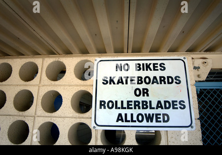 Un nessun segno di skateboard in una scuola di Las Vegas, STATI UNITI D'AMERICA Foto Stock