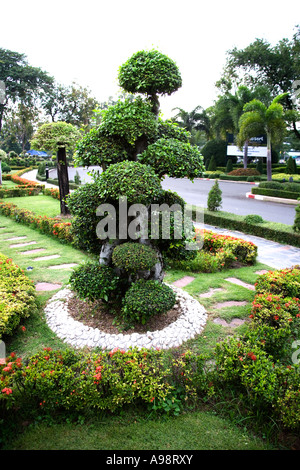 Thai ornamentali botanico Giardino formale in base al Dusit Resort hotel a Pattaya, nel sud della Thailandia Foto Stock