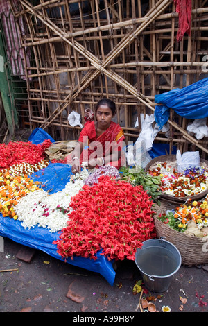 India del nord Calcutta Caption locale Mercato dei Fiori città di Calcutta Foto Stock