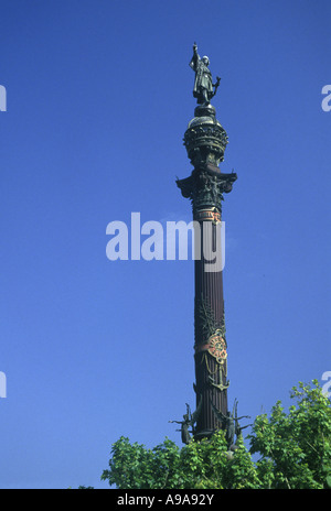 COLUMBUS PAESEIG COLONNA DE COLON Barcellona Catalonia Spagna Foto Stock