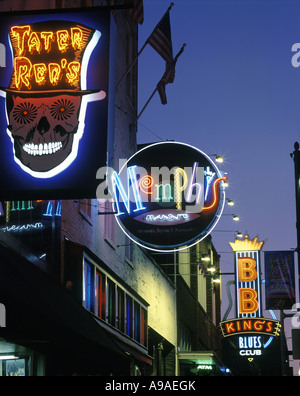 IL RISTORANTE AL NEON BAR INDICA BEALE STREET MEMPHIS TENNESSEE USA Foto Stock