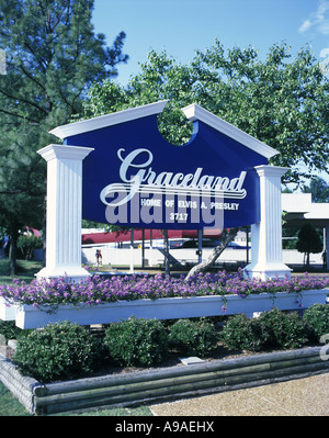 CARTELLO D'INGRESSO GRACELAND HOME OF ELVIS A PRESLEY MEMPHIS TENNESSEE USA Foto Stock