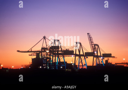 Nave container di gru di carico porta NEWARK NEW JERSEY USA Foto Stock