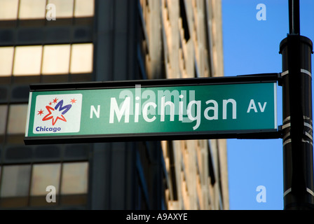 Chicago's Michigan Avenue segno Foto Stock